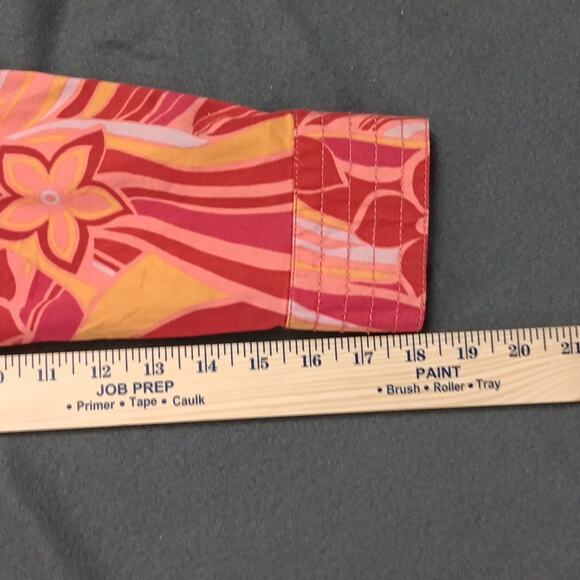 Chico's Colorful Red Orange Floral Print Casual Jacket‎ Women's Size 1 (Med/8) - Picture 14 of 15